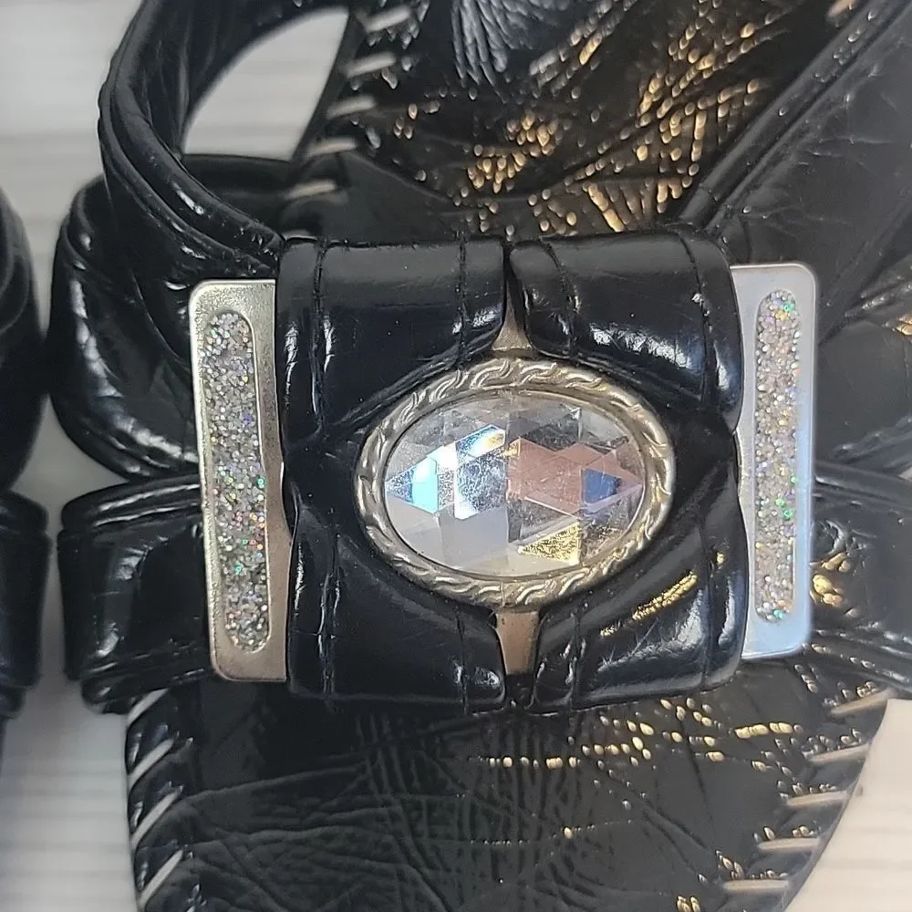 Onceler slide sandals faux patent leather Size 37 (6.5 US)